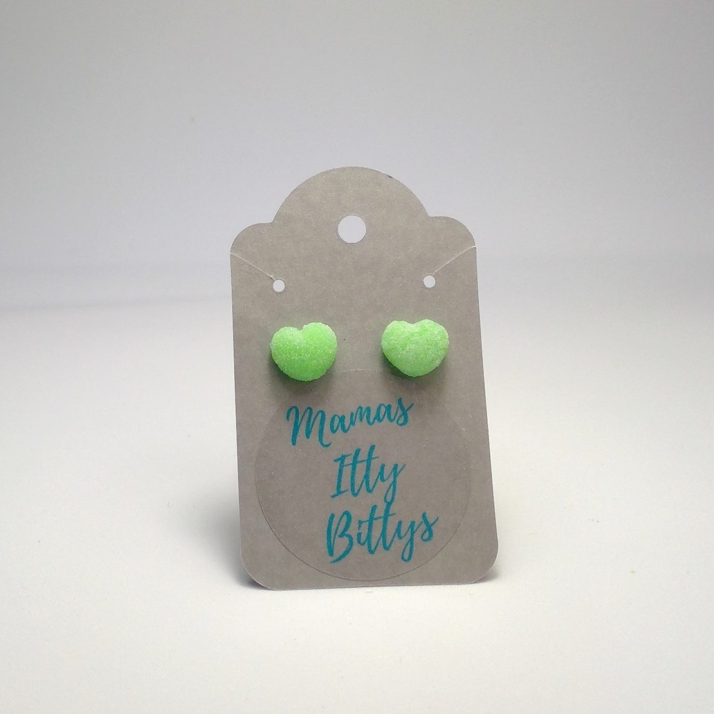 Heart shape gumdrop stud earrings(green)