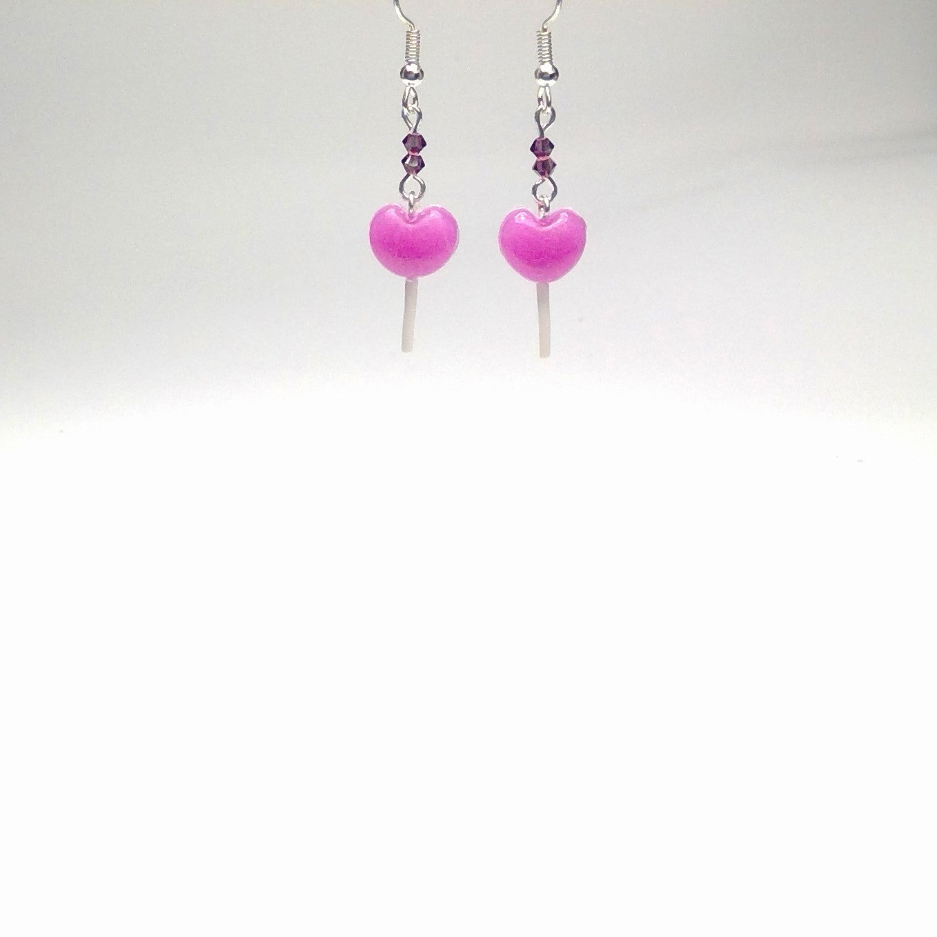 Heart shape lollipop earrings (purple)