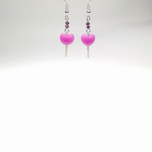 Heart shape lollipop earrings (purple)