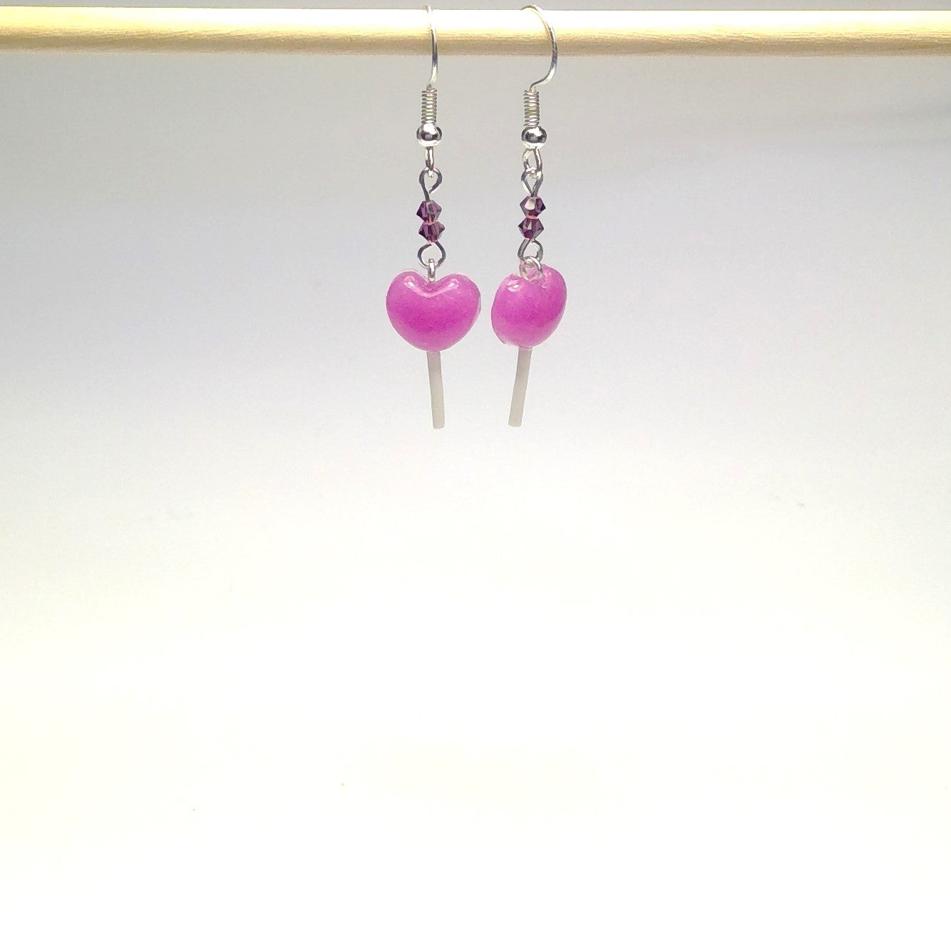 Heart shape lollipop earrings (purple)