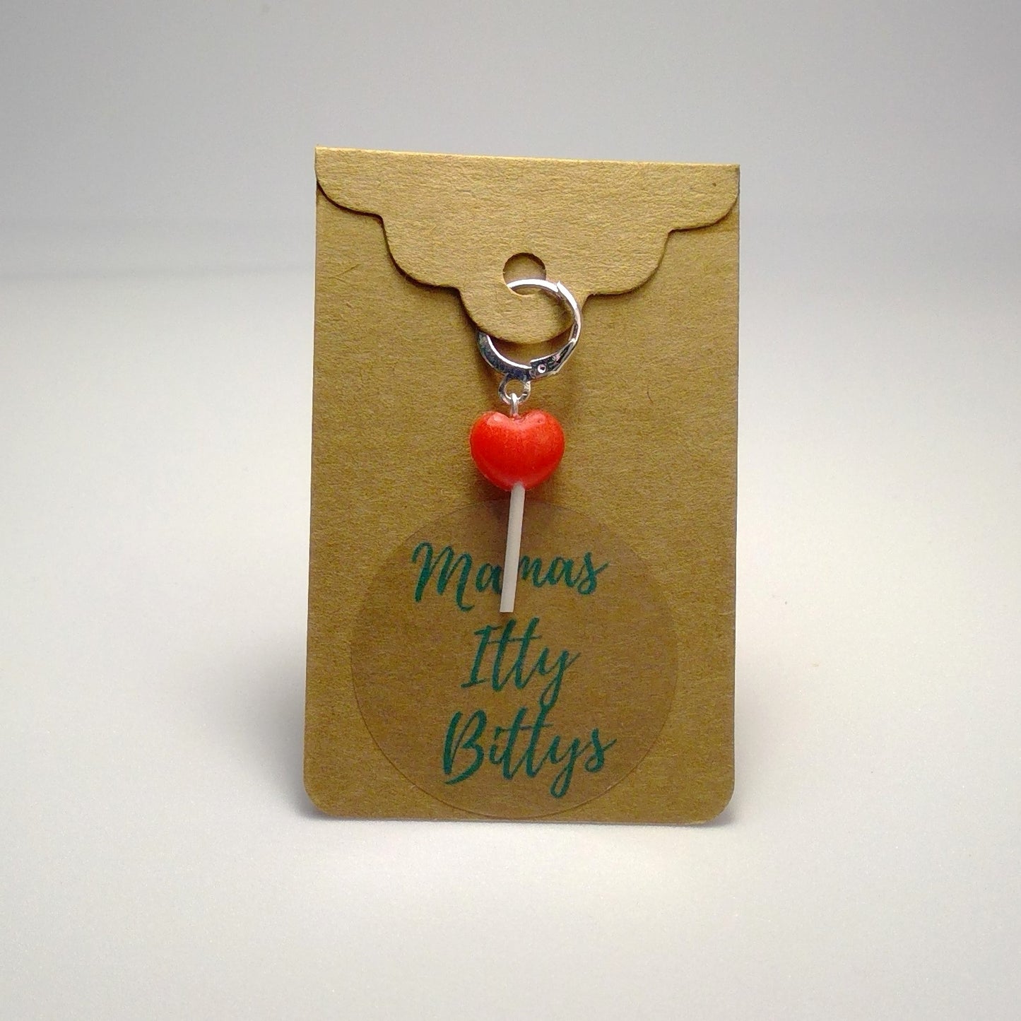 Heart lollipop stitch marker (Red)